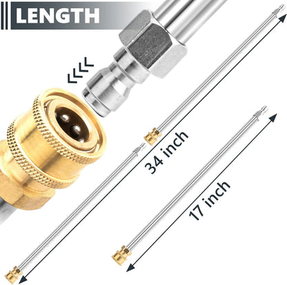 2 Pack 17 Inch Stainless Steel Heavy Duty Wands with 1/4 Inch Quick Connect Fits Most Pressure