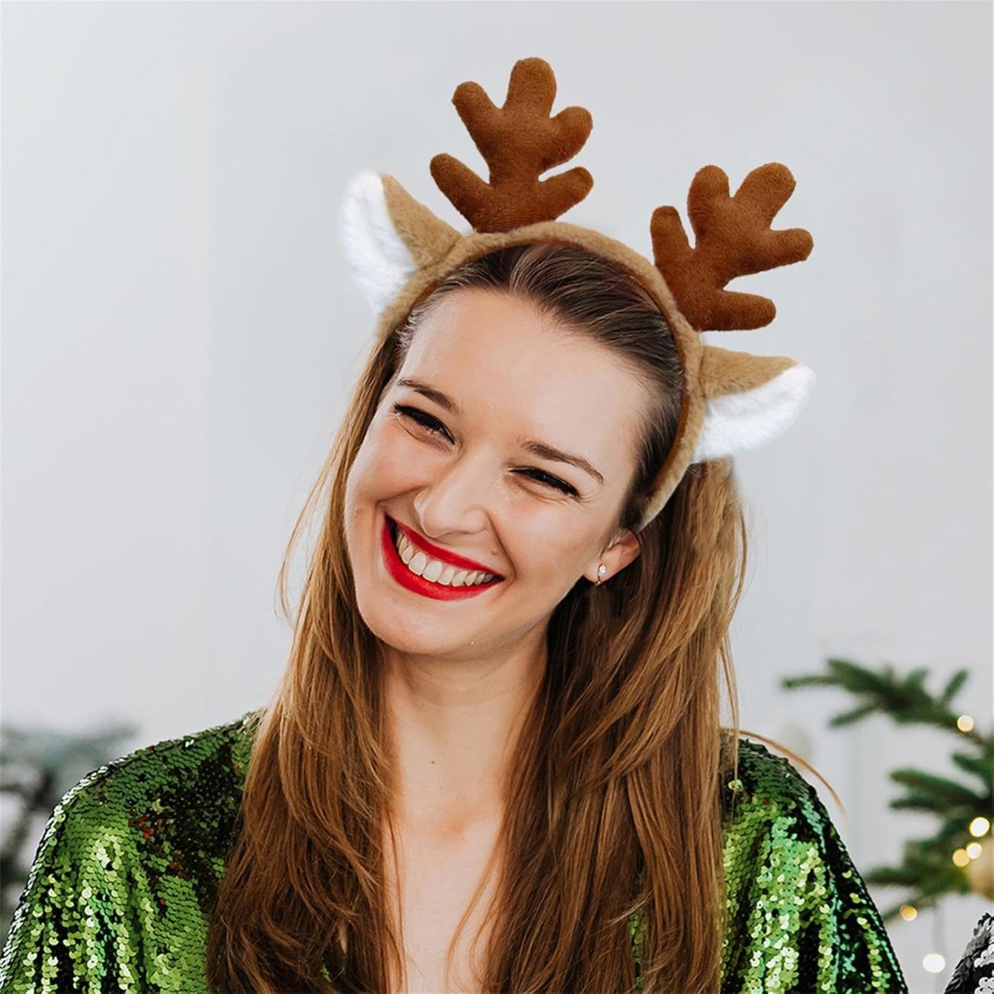 Antlers Headband Animal Ears Headbands Fluffy Realistic Deer Antler Hairband Party Cosplay Costume Washing