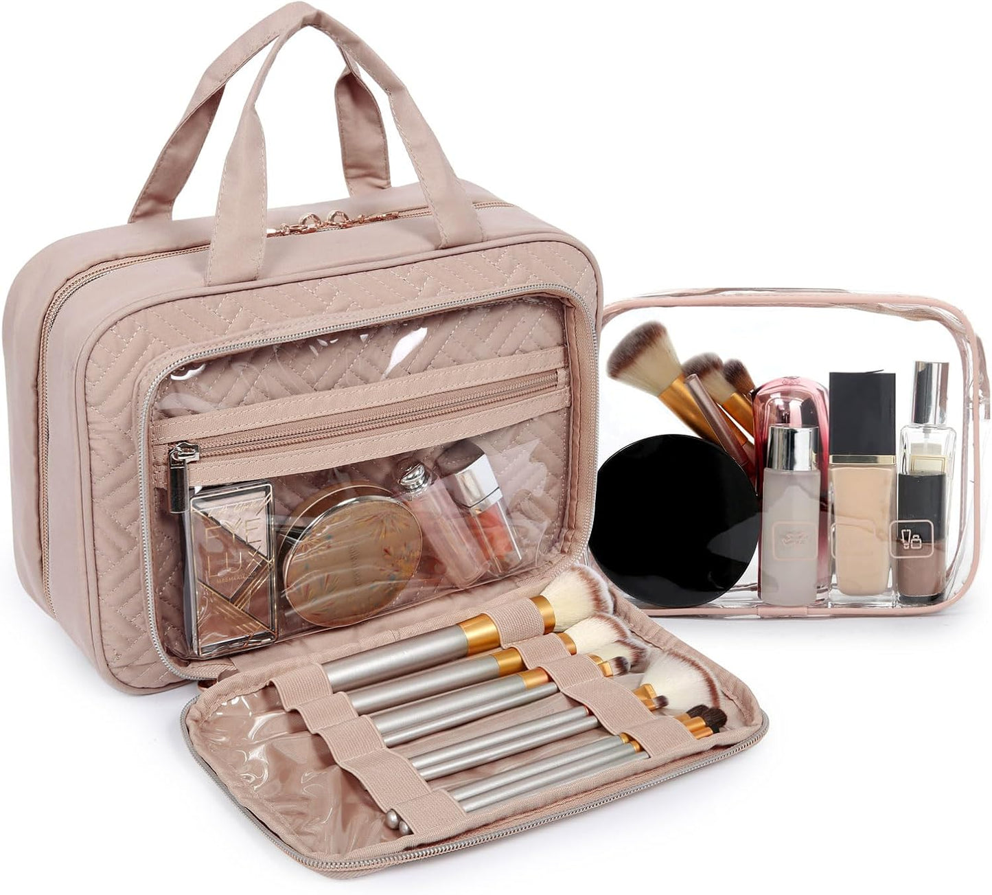 Bag Hanging Travel Makeup Organizer with TSA Approved Transparent Cosmetic Bag Makeup Bag