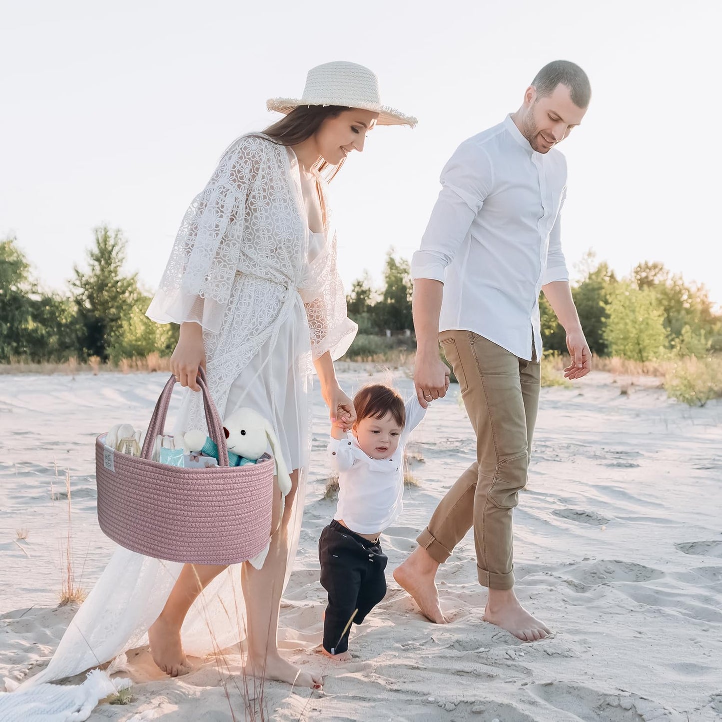 Caddy Organizer for Baby Nursery Basket with Handle Lid Nursing Caddy with Changing Table Organizer Cart