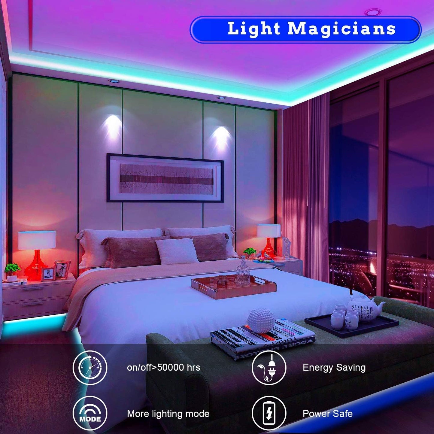 Ultra Long RGB Color Changing LED Light Strips Kit with 44 Keys Ir Remote Led Lights for Bedroom,