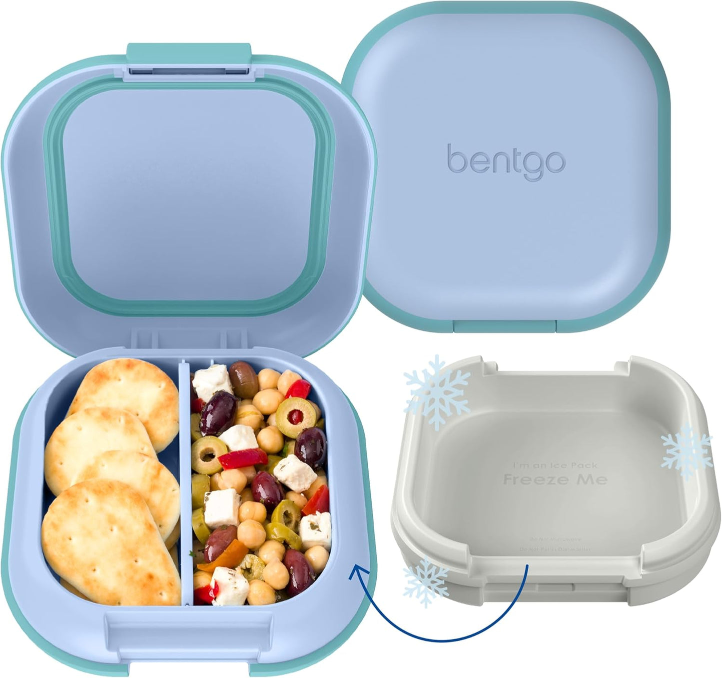 Leak Proof Lunch Box  Built In Ice Pack Keeps Food Cold 2.7-Cup Capacity for Snacks or a Sandwich