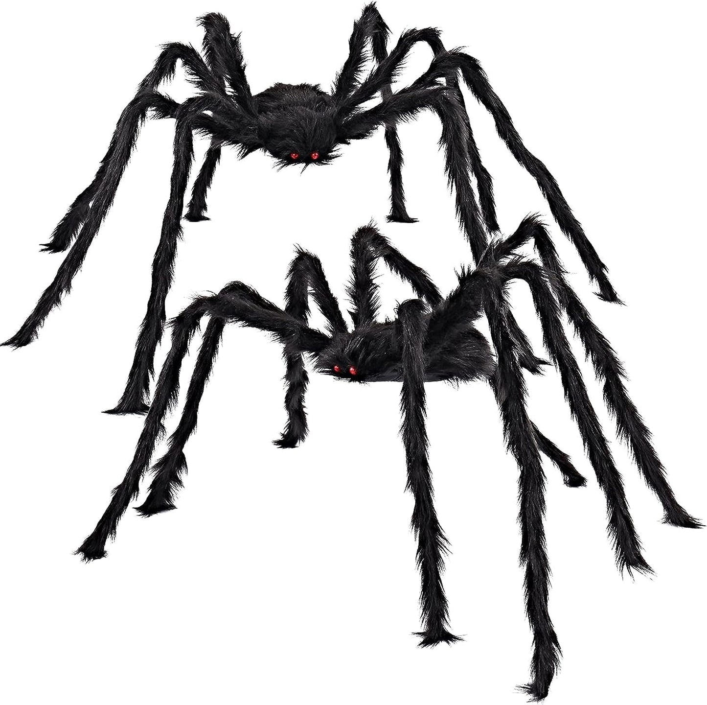 2 Pack Hairy Black Spider Scary Giant Spider Fake Large Haunted House Props, Halloween Yard Lawn Decorations