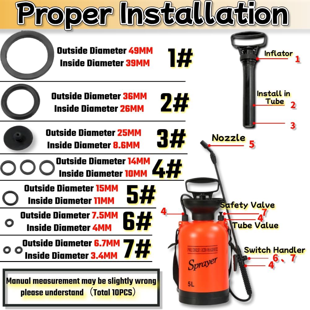 10Pcs Sprayer Spare Parts Rubber Durable Essential Sprayer Machine Accessories Irrigation Accessories