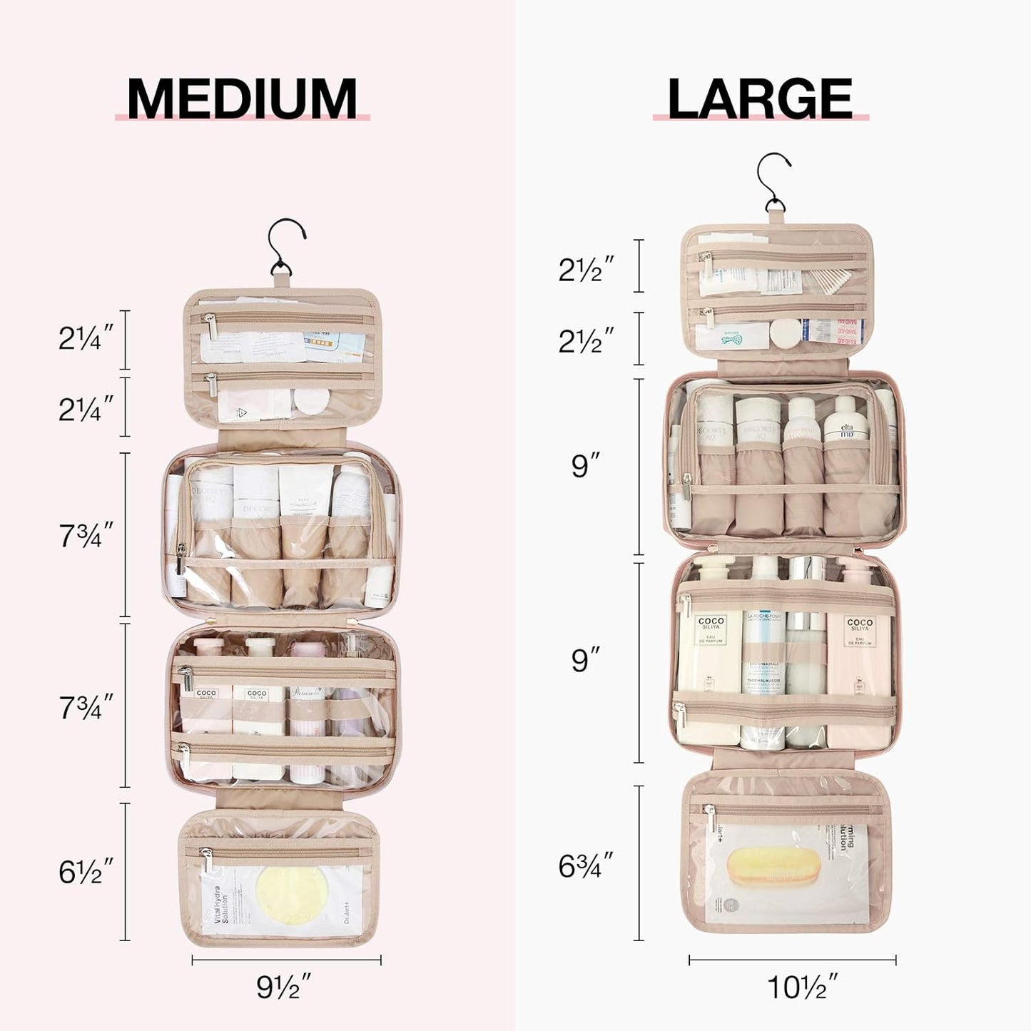 Bag Hanging Travel Makeup Organizer with TSA Approved Transparent Cosmetic Bag Makeup Bag