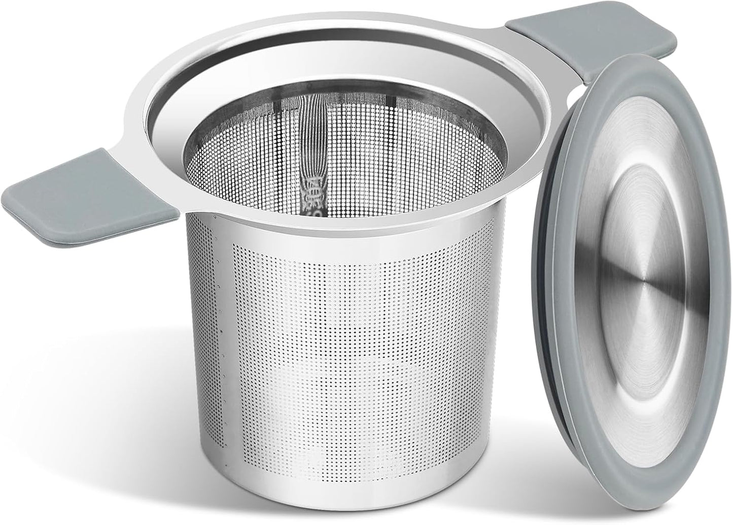 Stainless Steel Loose Leaf Tea Strainer Stepper with Heat Proof Double Handles, Extra Fine Mesh Ball Infusers