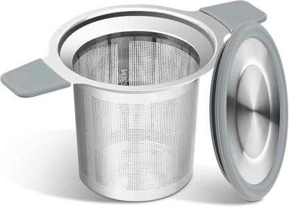 Stainless Steel Loose Leaf Tea Strainer Stepper with Heat Proof Double Handles, Extra Fine Mesh Ball Infusers