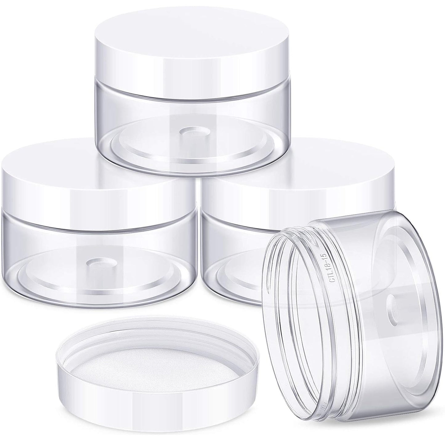 4 Pieces Round Wide mouth Leak Proof Plastic Container Jars with Lids for Travel Storage Makeup Beauty Products