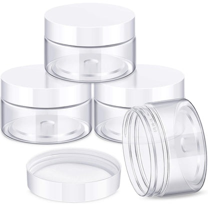 4 Pieces Round Wide mouth Leak Proof Plastic Container Jars with Lids for Travel Storage Makeup Beauty Products