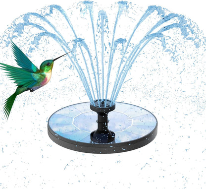 Upgraded Solar Bird Bath Fountains with 6 Nozzles, Free Standing Floating Solar Powered Water