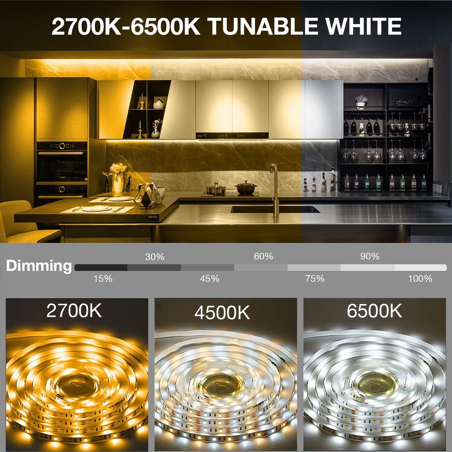 6 PCS Under Cabinet Lighting with Remote Dimmable LED Strip Lights for Bedroom