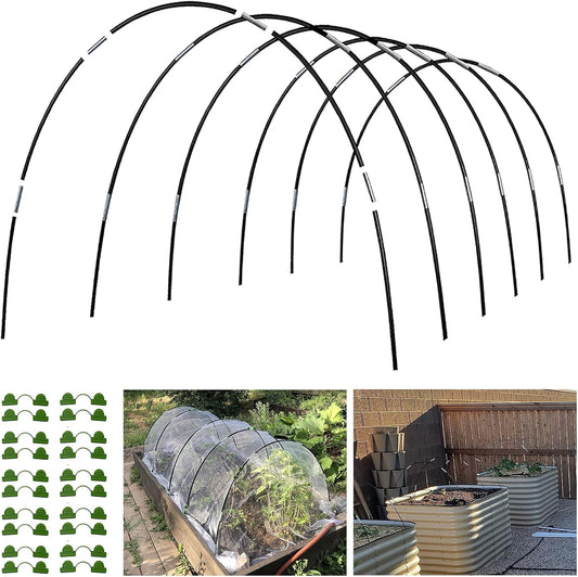 6 Sets of 7FT Greenhouse Hoops for Raised Beds Rust-Proof Fiberglass Frame for Garden Netting
