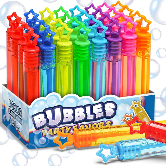 32 Pcs Neon Bubbles Party Favors For Kids Mini Star Bubble Wand Bulk In Gift Box as Goody Bags Stuffer