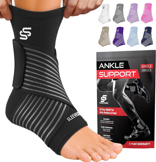 Ankle Brace for Women & Men Ankle Wrap for Sprain Compression Sleeve for Plantar Fasciitis Relief Easy Customizable Support