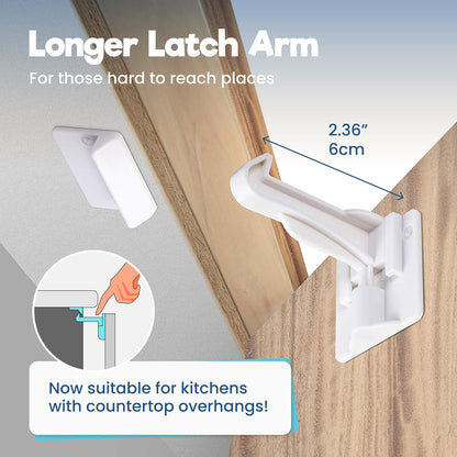 Invisible Baby Proofing Cabinet Latch Locks (10 Pack)  No Drilling or Tools Required for Installation