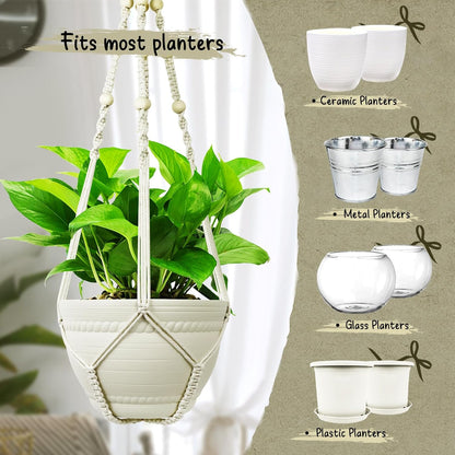 Plant Holder Basket Hanging 3-15 inch Pot Bearing 20lb Planters 35 Inches Extra Long