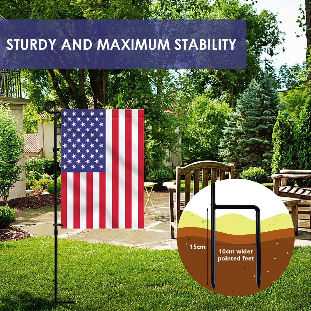 Garden Flag Holder Stand Premium Yard Flag Holder Weather Proof Metal Powder Coated Flagpole with Clip and Stopper for Christmas