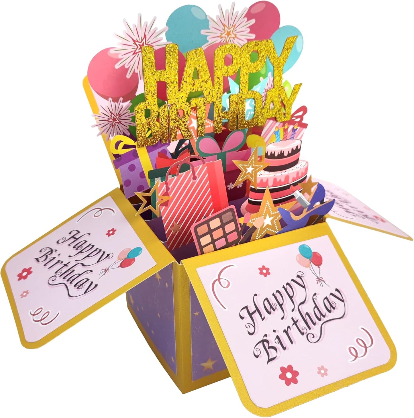 Sweet 3D Birthday Gift Box for Adults and Kids with Envelopes Unique Handmade Foldable Celebration Cards