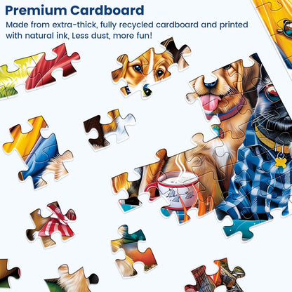 Family Campsite Large Piece Puzzle | Recycled Cardboard Jigsaw Puzzle 300 Pieces