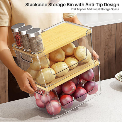2 Set Stackable Storage Kitchen Sturdy and Durable Storage Basket for Potato Onion Garlic Fruit Vegetable