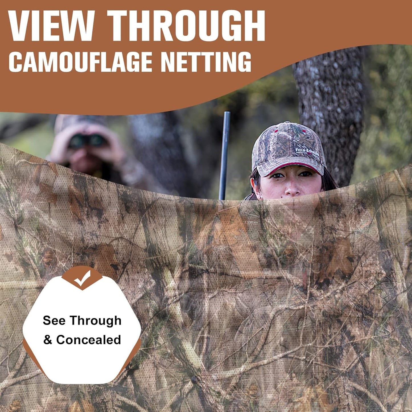 Camouflage Netting, Quiet Mesh Sunshade Fence Canopy Nets See Through Lightweight Great for Concealment Hunting Shooting