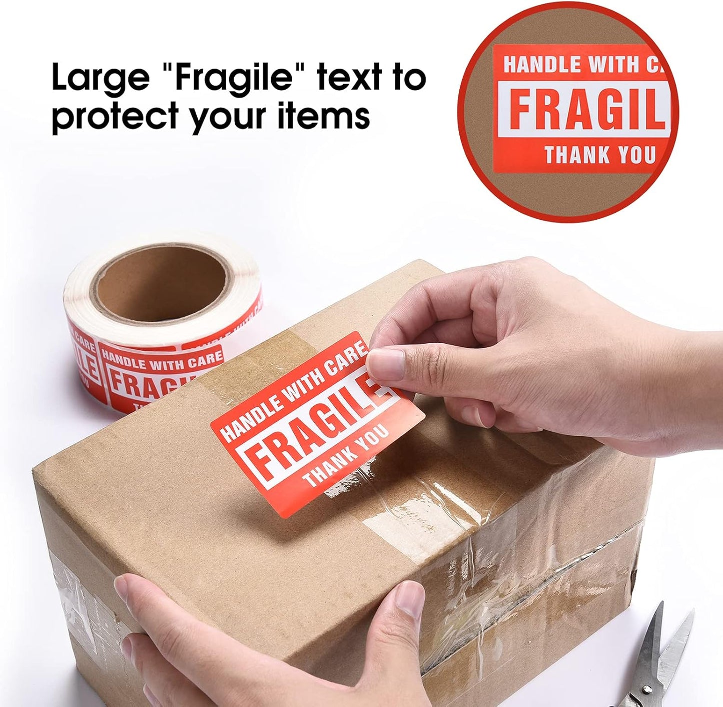 Fragile Stickers for Shipping 3in x 2in Handle with Care Labels 1 Roll 500 per Roll