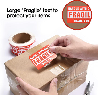 Fragile Stickers for Shipping 3in x 2in Handle with Care Labels 1 Roll 500 per Roll
