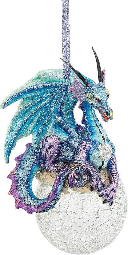 Frost The Gothic Dragon Holiday Ornament Christmas Decor, 5 Inch Tall Cast Stone Resin