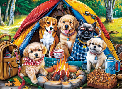 Family Campsite Large Piece Puzzle | Recycled Cardboard Jigsaw Puzzle 300 Pieces