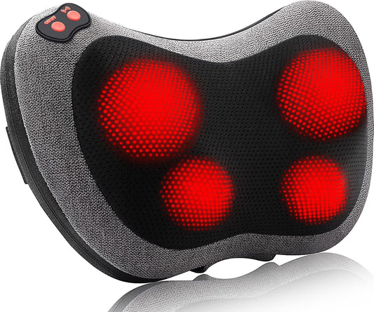 Back Massager with Heat Deep Tissue Massage Pillow for Neck Shoulder Foot & Lower Back Pain Relief