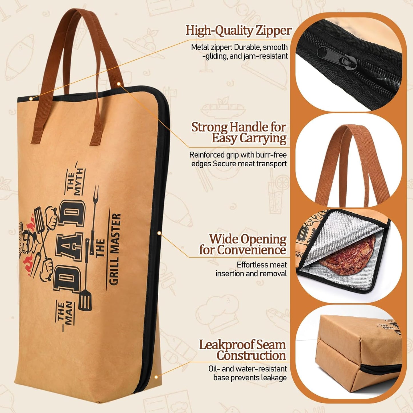 2 Pack BBQ Blanket for Resting Meat for Men Reusable Waterproof Insulated Smoker