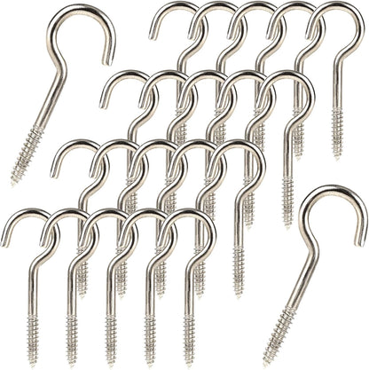 2 Inch Metal Cup Hook Round End Self Tapping Screw Hooks Silver Threaded 304 Stainless Steel Eye Bolt Ceiling