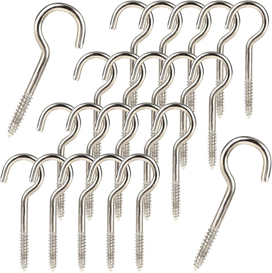 2 Inch Metal Cup Hook Round End Self Tapping Screw Hooks Silver Threaded 304 Stainless Steel Eye Bolt Ceiling