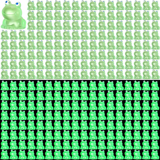100 Pcs Frogs Miniature Figurines Animals Glow in The Dark Tiny Frogs for Garden Landscape