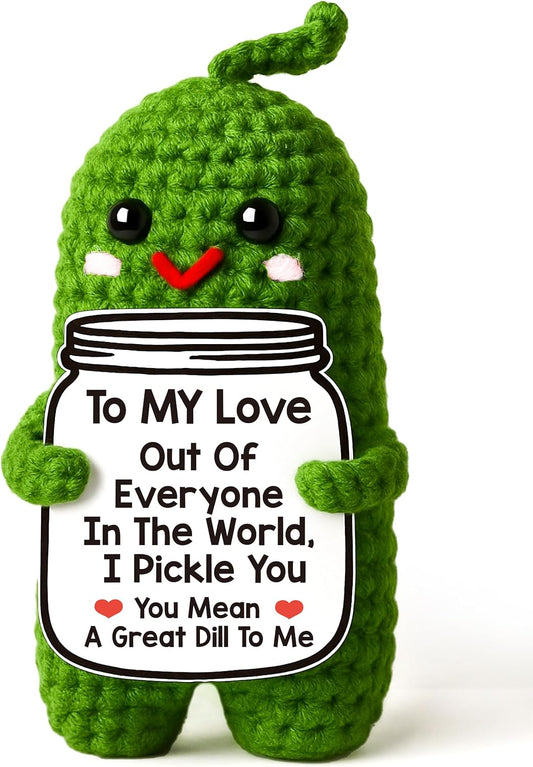 Handmade Crochet Pickle Valentines Gifts for Wife Husband, I Love You Birthday Gift