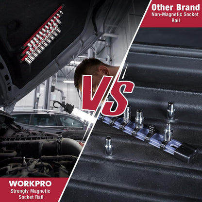 Socket Organizer 3/8 Inch Drive Aluminum Alloy Sockets Rail Heavy Duty Sockets Holder