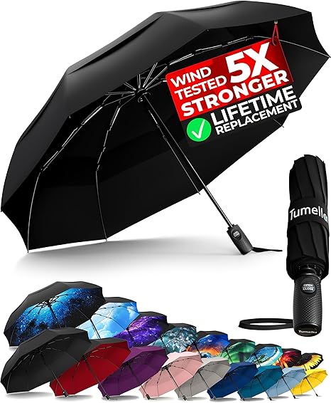 Windproof Travel Umbrella Compact Superior & Beautiful Small Wind Tested Light & Portable Automatic Folding Rain Umbrella