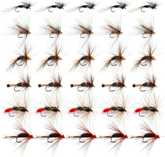 30pcs Fly Fishing Lures Dry Flies Wet Flies Streamers Nymphs Flies Fly Fishing Assortment Kit