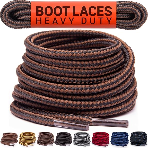 Round Boot Laces [1 Pair] Heavy Duty and Durable Shoelaces for Boots Work Boots & Hiking Shoes