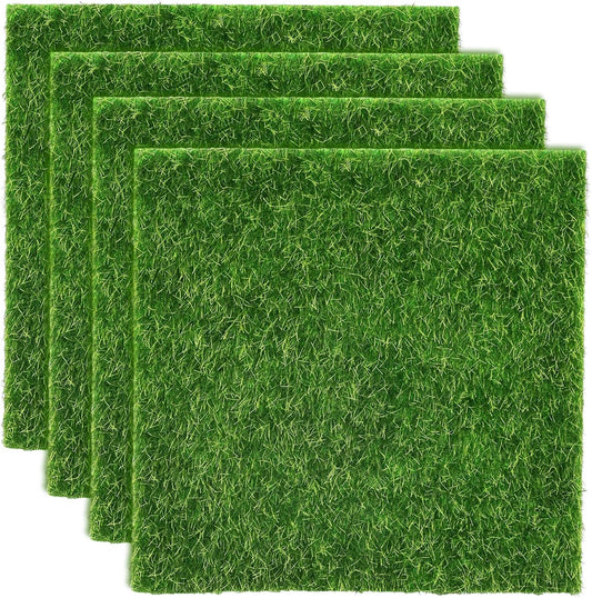 Fake Grass Decor for Crafts, 6" x 6" Fairy Artificial Moss for Miniature Garden, Dollhouse Accessories