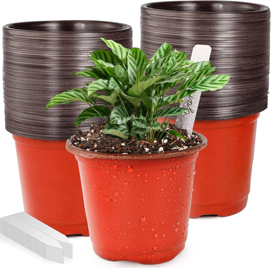 100 Pcs 4" Plastic Small Plants Pots Flower Pots Seed Starting Pots for Plants Indoor Outdoor