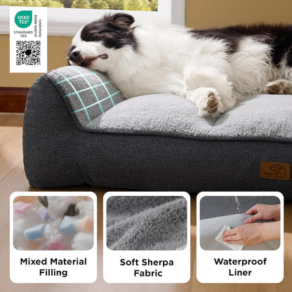 Ultimate Comfort for Your Canine: Supportmax XL Orthopedic Dog Bed - Extra Thick, Waterproof & Washable Grey Sofa for Large Dogs