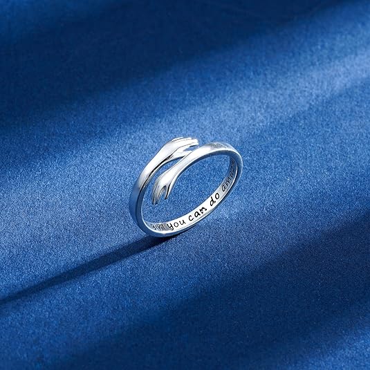 Sterling Silver Hug Ring for Women Teen Girls Adjustable Ring Jewelry Mothers Day Birthday Gifts