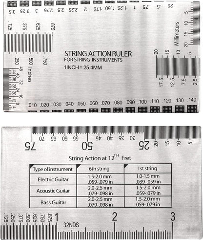 4 Pieces Guitar Luthier Tools Set Unilateral Notched Guitar Neck Straight Edge String Action Gauge Ruler Fret Rocker Fret Leveling Beam Set up Tool for Guitar Fretboard and Frets