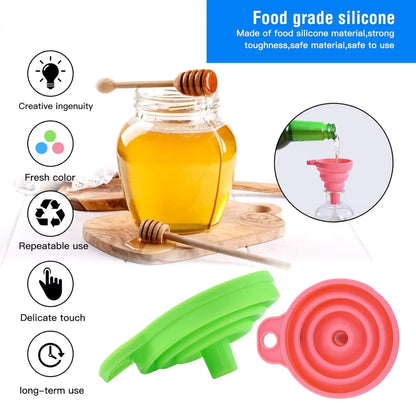 Kitchen Silicone Collapsible Funnel Set of 3 Foldable-Cooking-Food-Grade for Filling Bottles Perfume