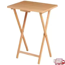 Folding TV Tray Table Portable Lightweight Solid Rubberwood Space Saving Easy Storage No Assembly Required