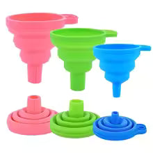 Kitchen Silicone Collapsible Funnel Set of 3 Foldable-Cooking-Food-Grade for Filling Bottles Perfume