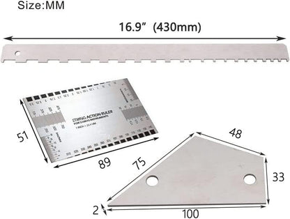 4 Pieces Guitar Luthier Tools Set Unilateral Notched Guitar Neck Straight Edge String Action Gauge Ruler Fret Rocker Fret Leveling Beam Set up Tool for Guitar Fretboard and Frets