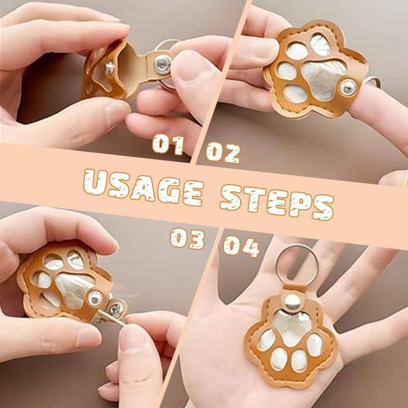 3 Pcs Pet Paw Shaped Leather Keychain, Pet Hair Keychain, Pet Memorial Gift Keyring, Handmade Key Holder for Collecting Cat and Dog Hair